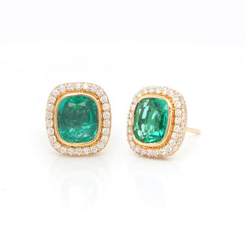 1.54  1.33 cts Cushion Emerald Earrings