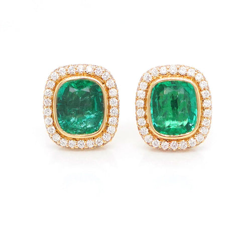 1.54  1.33 cts Cushion Emerald Earrings