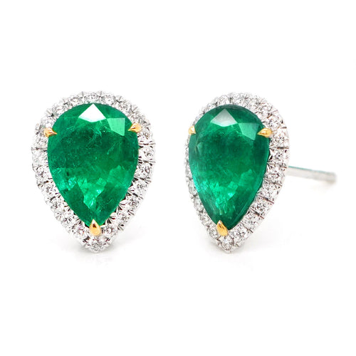 1.72  1.68 cts Pear Shape Emerald Earrings