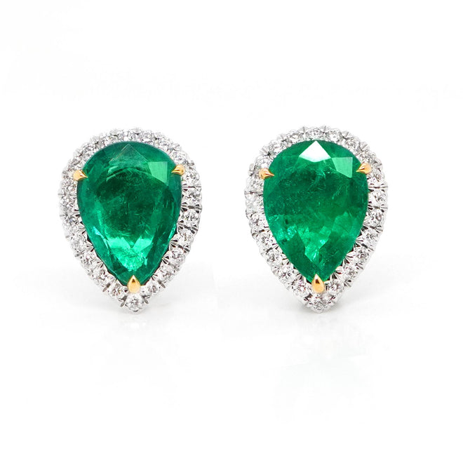 1.72  1.68 cts Pear Shape Emerald Earrings