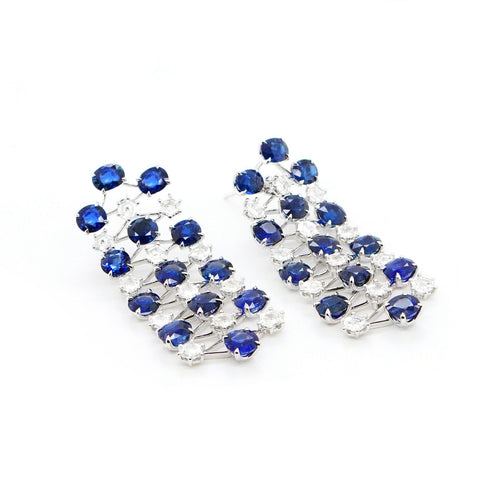 14.84 cts Unheated Burmese Oval Blue Sapphire Earrings