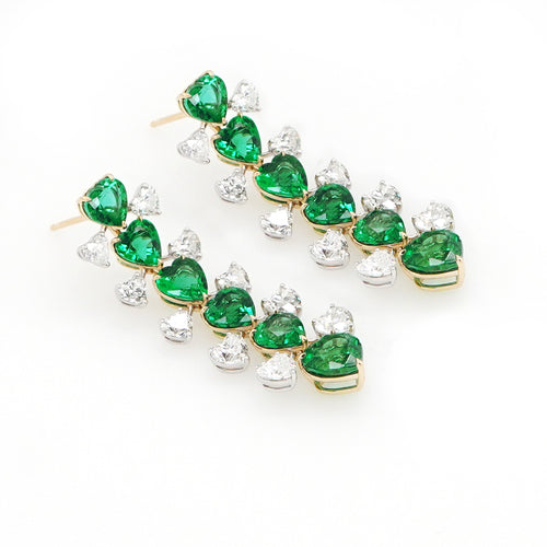 12.645 / 5.98 cts Emerald with Diamond Earrings