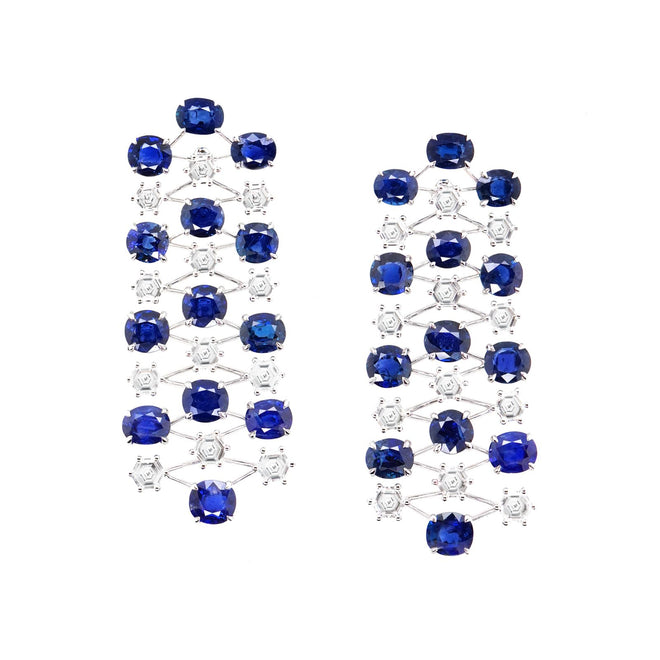 14.84 cts Unheated Burmese Oval Blue Sapphire Earrings