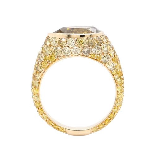 3.11 cts Fancy Yellow Pear Shape Diamond Ring