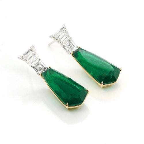 9.975 / 9.841 cts Emerald with Diamond Earrings (ENQUIRE)