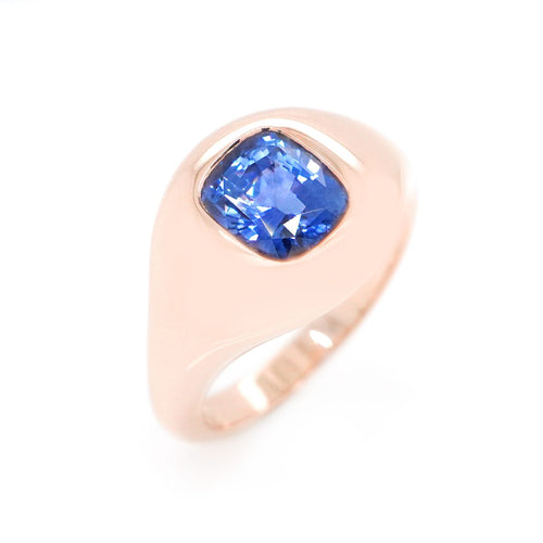 2.923 Blue Cushion Sapphire Ring