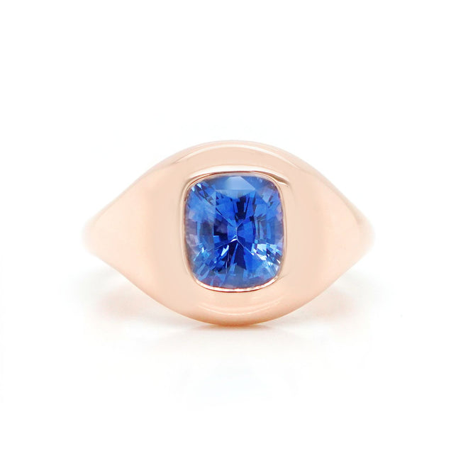 2.923 Blue Cushion Sapphire Ring