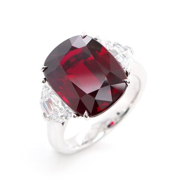 10.13 cts Cushion Ruby with Diamond Ring