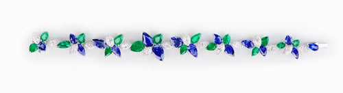 25.79  12.18 cts Pear Shape Emerald with Blue Sapphire Bracelet (ENQUIRE)