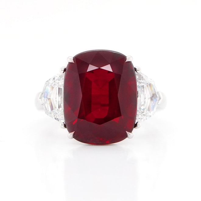 10.13 cts Cushion Ruby with Diamond Ring