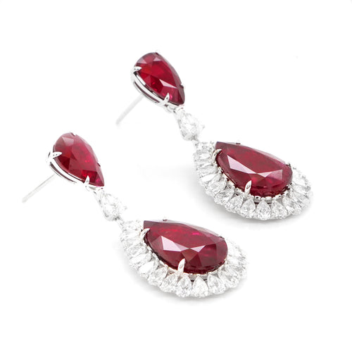 8.090 / 4.08 cts Unheated Ruby with Diamond Earrings