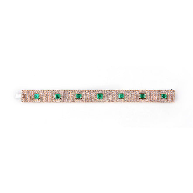 8.00 / 6.94 cts Emerald with Pink Diamond Bracelet (ENQUIRE)