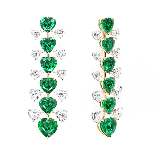 12.645 / 5.98 cts Emerald with Diamond Earrings