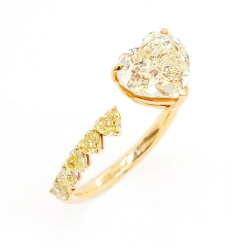 3.39 / 0.56 cts Yellow Heart Shape Diamond Ring