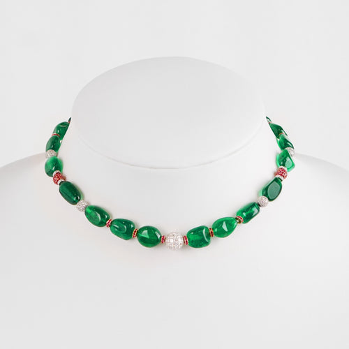 145.17 / 4.95 cts Emerald with Ruby Necklace