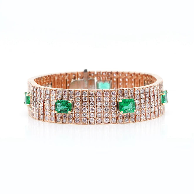 8.00 / 6.94 cts Emerald with Pink Diamond Bracelet (ENQUIRE)