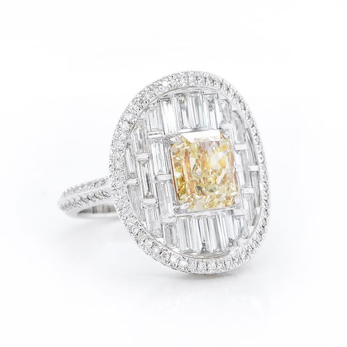 2.02 cts Radiant Yellow Diamond Ring