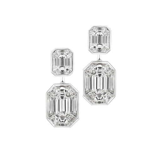 1.12 / 1.08 / 0.66 cts Pie Cut Diamond Earrings