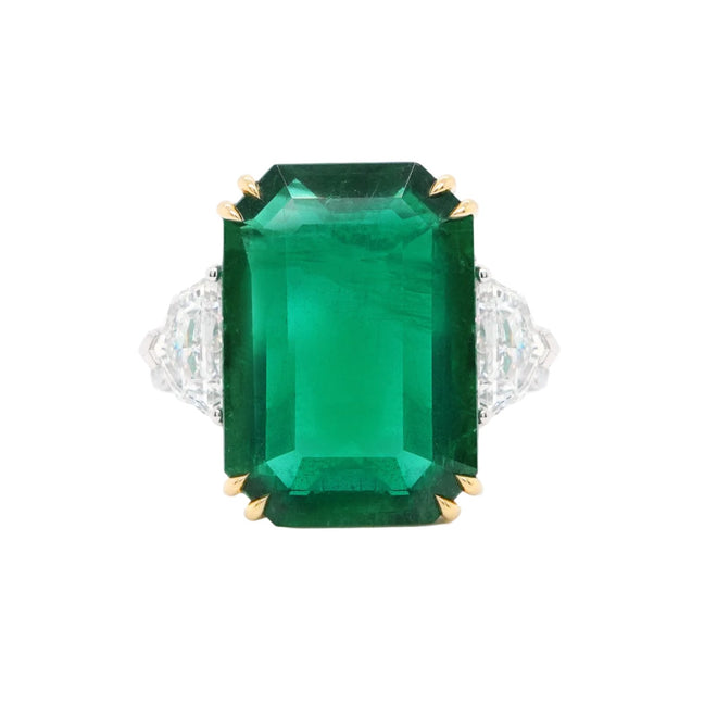 9.453 cts Octagon Emerald with Diamond Ring (ENQUIRE)