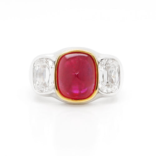4.83 cts Burmese Ruby with Diamond Ring