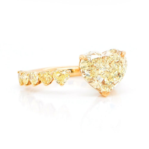 3.39 / 0.56 cts Yellow Heart Shape Diamond Ring