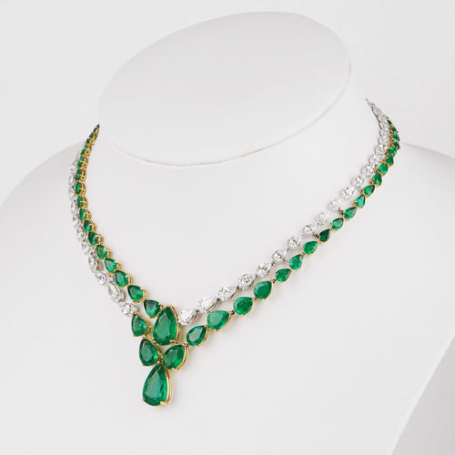 46.49 / 15.67 cts Emerald with Diamond Necklace