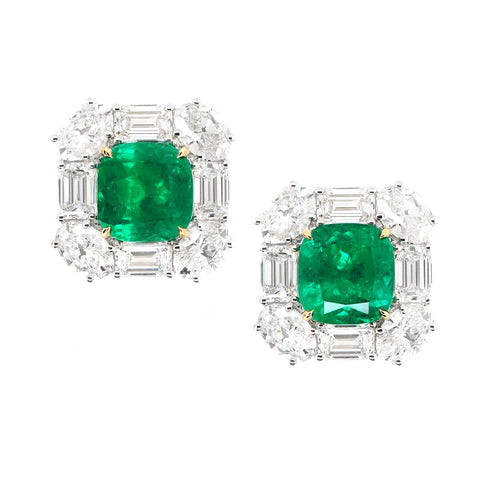 1.94 / 1.84 cts Minor Oil Colombian Emerald Earrings