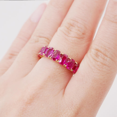 7.17 cts Oval Ruby Eternity Ring