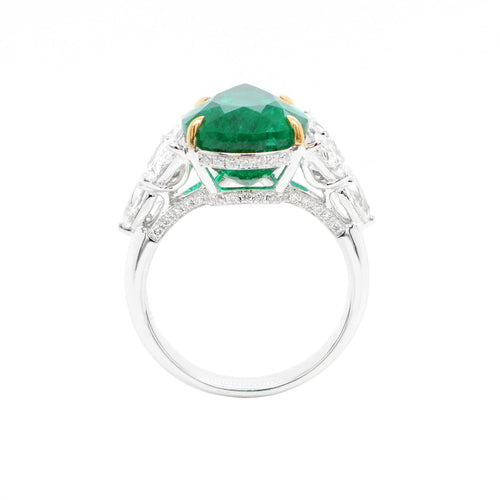 7.194  1.93 cts Pear Shape Emerald with Diamond Ring (ENQUIRE)