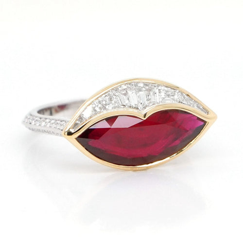 4.013 cts Heart Shape Ruby with Diamond Ring