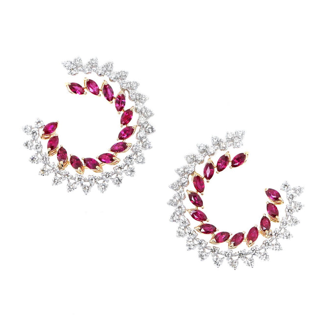 3.21 / 2.03 cts Marquise Ruby with Diamond Earrings