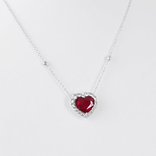 8.07 cts Heart Shape Ruby Necklace