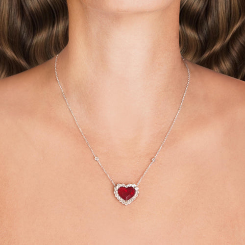 8.07 cts Heart Shape Ruby Necklace