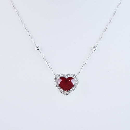 8.07 cts Heart Shape Ruby Necklace