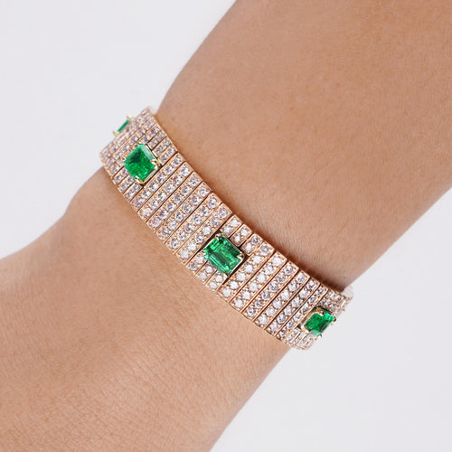 8.00 / 6.94 cts Emerald with Pink Diamond Bracelet (ENQUIRE)