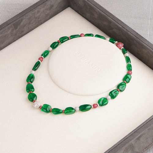 145.17 / 4.95 cts Emerald with Ruby Necklace