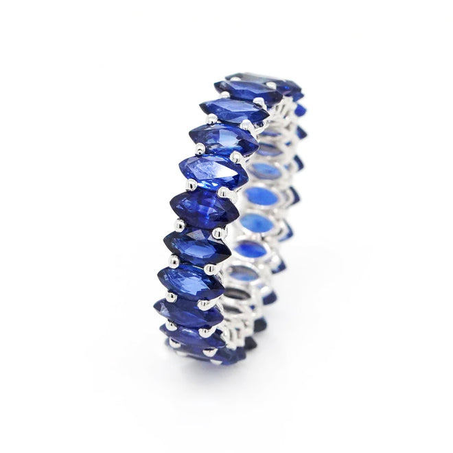 8.61 cts Marquise Blue Sapphire Eternity Ring