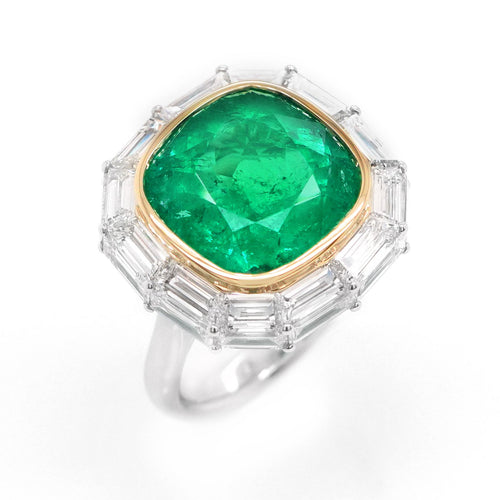 9.03 cts Colombian Emerald with Diamond Ring (ENQUIRE)