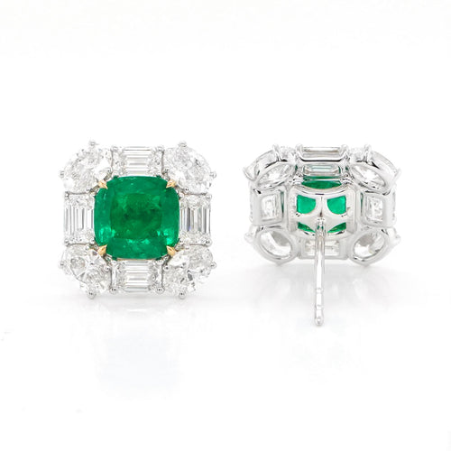 1.94 / 1.84 cts Minor Oil Colombian Emerald Earrings