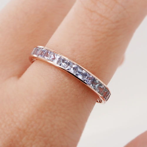 4.06 cts Princess Fancy Sapphire Eternity Ring