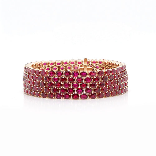 BR-24005_39.33 cts Oval Ruby Tennis Bracelet (ENQUIRE)