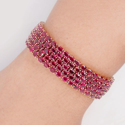 BR-24005_39.33 cts Oval Ruby Tennis Bracelet (ENQUIRE)