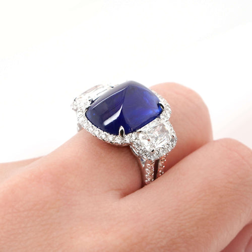 13.22 cts Blue Sapphire with Diamond Ring