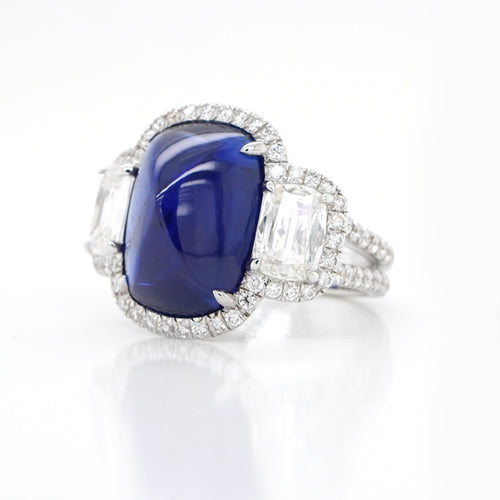 .22 cts Blue Sapphire with Diamond Ring