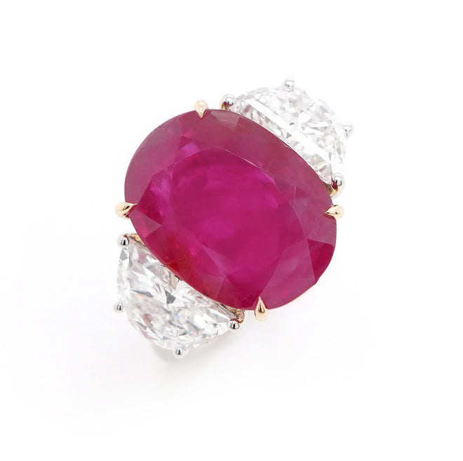 11.99 cts Unheated Burmese Ruby with Diamond Ring