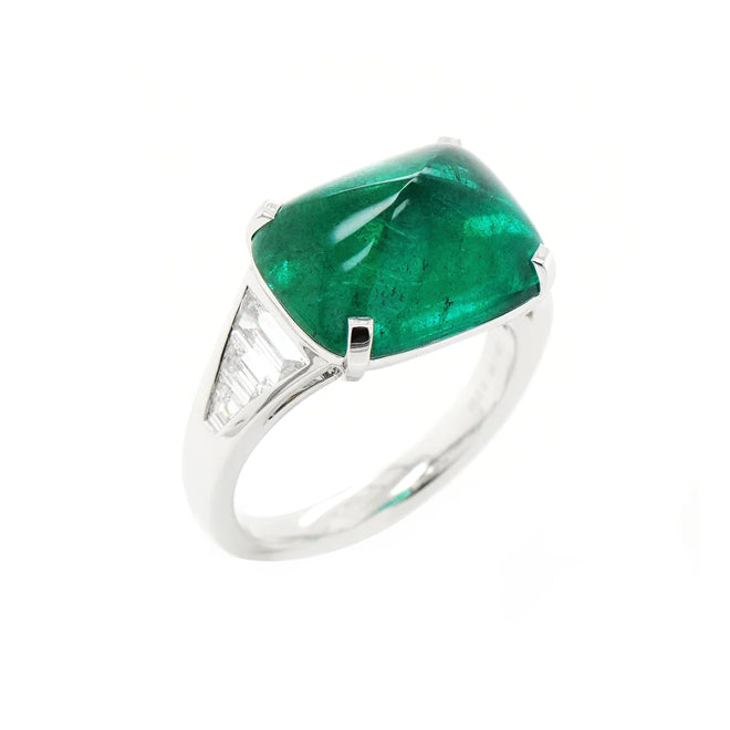 7.094 cts Emerald with Diamond Ring