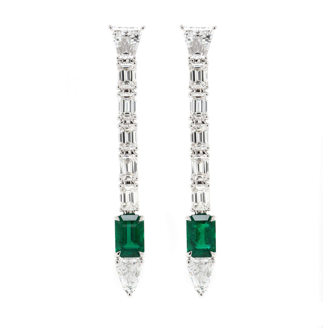 0.97 / 0.83 cts Emerald with Diamond Earrings