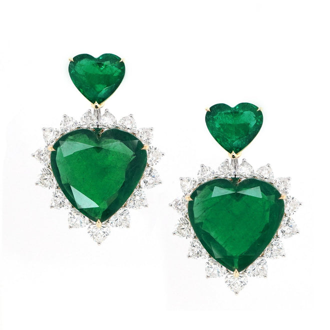 EE-24016-31.702  5.70 cts Minor Oil Emerald with Diamond Earrings (ENQUIRE)