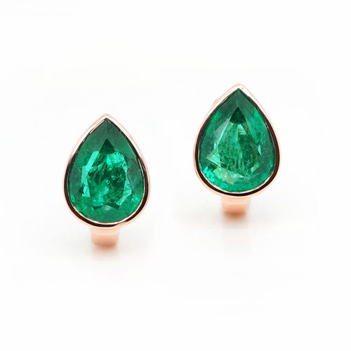 EE-25003-5.60  5.20 cts Pear Shape Emerald Earrings