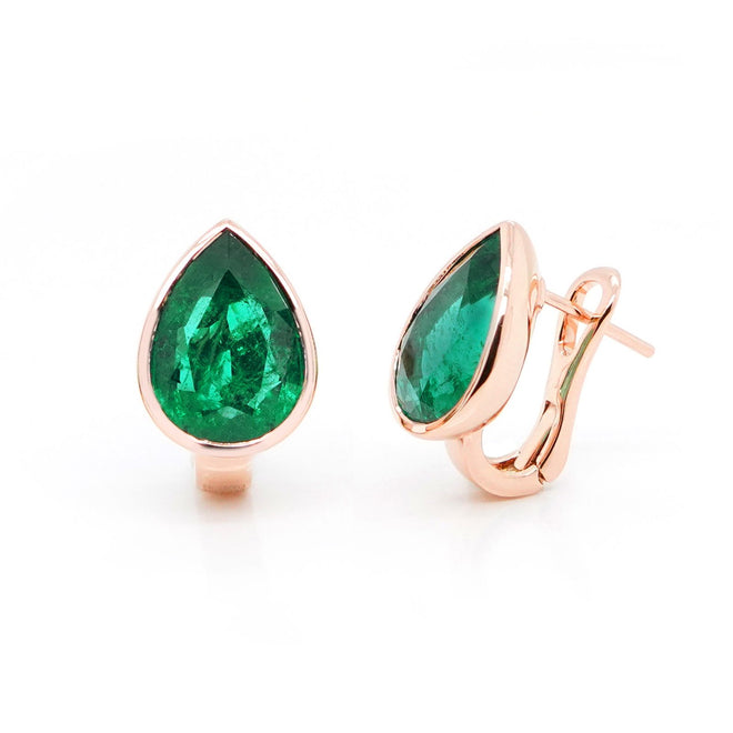 EE-25003-5.60  5.20 cts Pear Shape Emerald Earrings